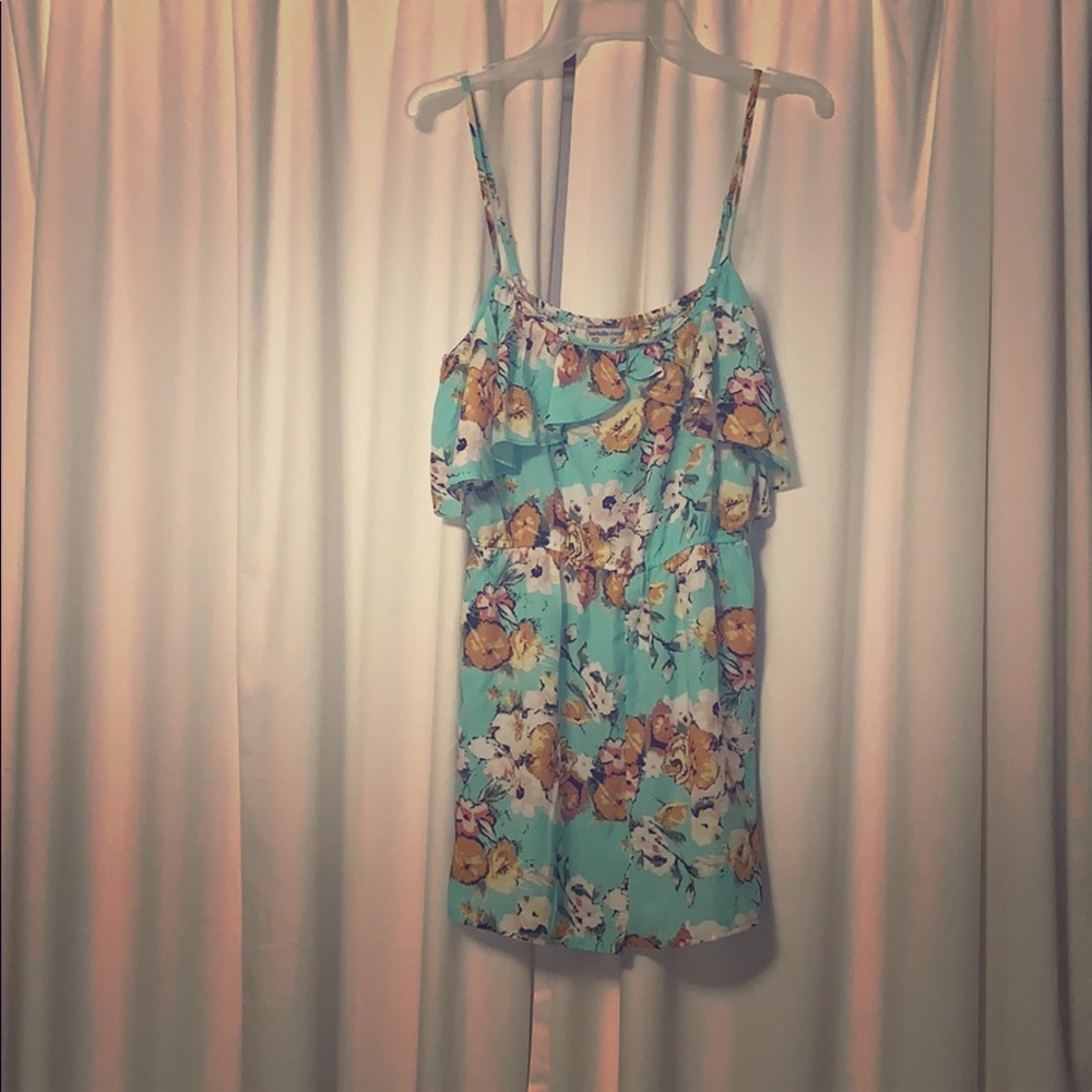 Teal Floral Romper